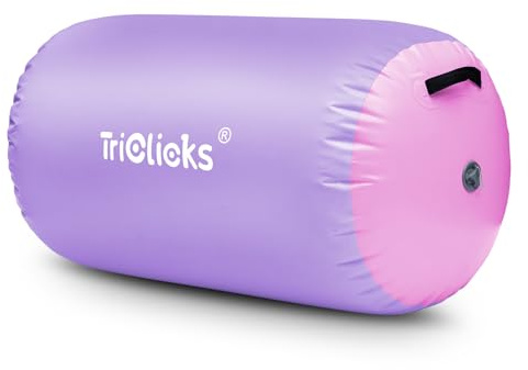 KIASTER Air Roller Inflatable Tumbling Gymnastics Mat Air Roll Barrel Tumble Track Back handspring Mat for Gymnastics Yoga Training Cheerleading Home Use (Light purple, 80 x 50cm)