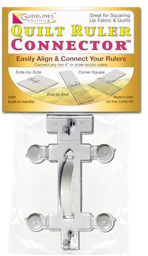 Guidelines4quilting - Quilt Ruler Connector/Handle for Rulers and Templates - Alignment Tabs and Lip Edge for Perfect Alignment - Unbreakable - Left-Handed Friendly - Suction Cups - Built-in Handle