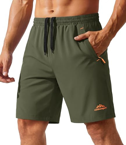 TACVASEN Men's Quick-Drying Training Shorts, Running Shorts, Breathable Sports Shorts with Zip Pockets