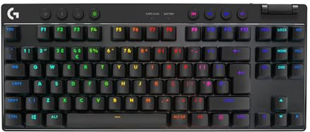Logitech G PRO X TKL LIGHTSPEED Wireless Gaming Keyboard, Ultra Portable Tenkeyless Design, LIGHTSYNC RGB, Tactile Switches (GX Brown), QWERTY UK English, PC - Black
