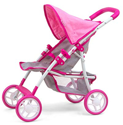 Milly Mally Natalie Landau poupées Pliable pour Les Filles à partir de 3 Ans avec Canopy Roues en Mousse Sangles Prestige Pink