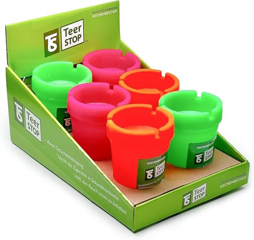 TS Teer STOP Cendrier Extérieur Intérieur Lot de 6 Cendriers Colorés en Plastique Anti Vent Anti Odeur pour Décoration Maison Voiture