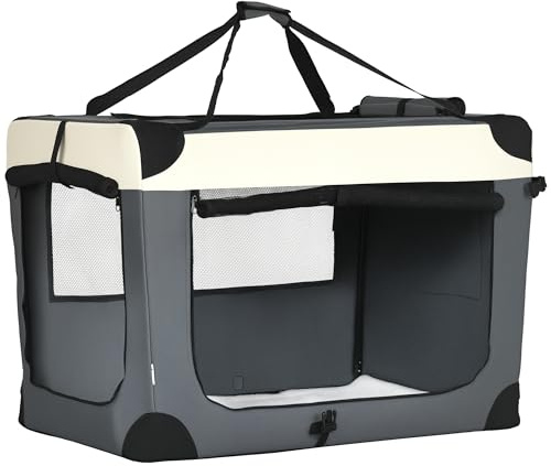 PawHut 91cm Foldable Pet Carrier Bag Soft Travel Dog Crate, Portable Cat Carrier w/ Cushion, for Cats and Large Dogs - Grey