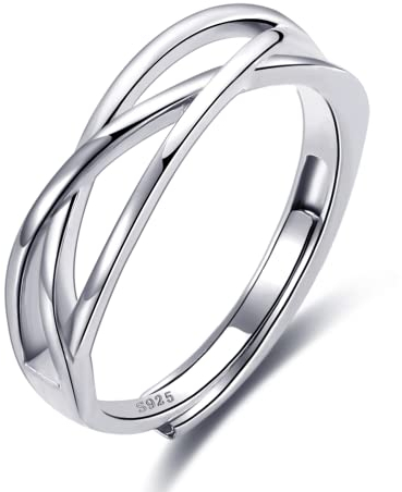 925 Sterling Silber gekreuzte Ringe für Frauen verstellbare offene Fingerringe Schmuck Geschenke Versprechen Ringe für Frauen Mädchen