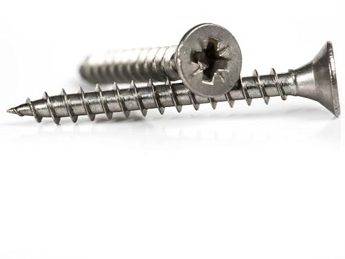 4mm x 60mm General Purpose A2 Stainless Steel Countersunk Wood Screws Pozi Drive Chipboard Screws (Pack of 20) B09B