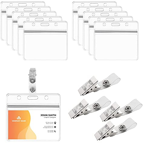 Matogle 50 Stück Ausweishülle mit Clip Namenschilder Kartenhalter für Kleidung Transparent Kartenhülle Wasserdicht Ausweishalter Ec Kartenhüllen Durable Kreditkartenhülle für Ausweis ID Karte