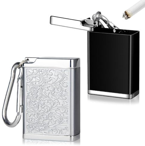 2 Stück Taschenaschenbecher für Unterwegs geruchsdicht, Tragbarer aschenbecher Metall Aschenbecher, Reiseaschenbecher mit Deckel und Schlüsselring, für Camping, Rauchen im Innen-Oder Außenbereich