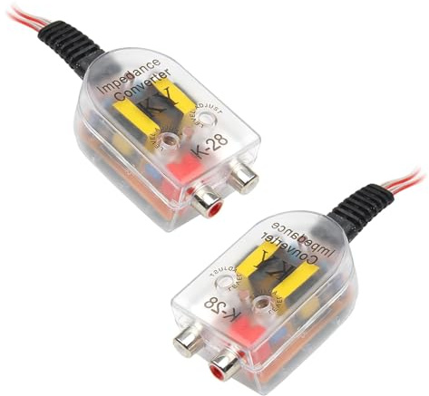 ijuicy Lot de 2 convertisseurs RCA audio de voiture, convertisseur de sortie de ligne automobile, convertisseur haut-parleur vers RCA, convertisseur audio de voiture haut et bas
