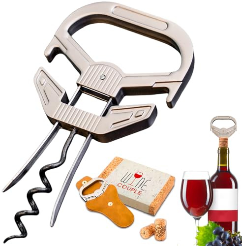 LUCYLANKER Ah So Vinflasköppnare, Korkskruv för gammalt vin med bärbart läderfodral, dubbelspetsig korkextraktor med flasköppnare för vinkännare (02)