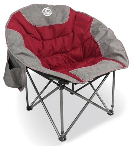 Northroad Klappbarer Camping Moon Stuhl Außenbereich Gepolsterte Untertasse Runde Stuhl mit Cup Holder Kühltasche unterstützt bis zu 136kg für Strand Wandern Angeln Picknick Rasen