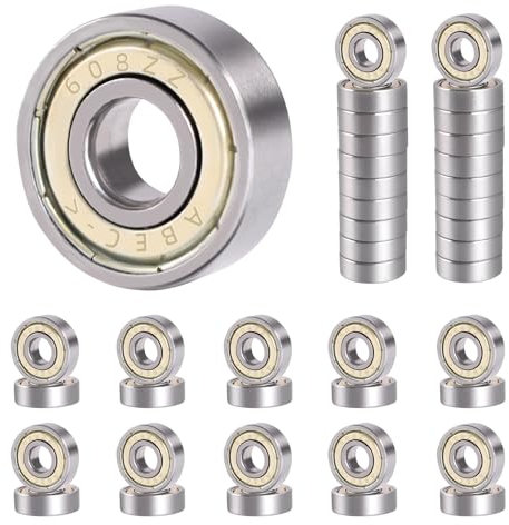 40 Pièces Roulement a Bille 608 ZZ 8x22x7 Billes Roulement Skateboard en Acier au Carbone Roulements à Billes Miniatures à Double Blindage en Métal pour Skateboards, Scooters, Rollers en Ligne