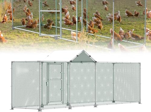 UISEBRT Utomhuskapsling hönshus 4 x 1,5 m hönshus galvaniserad stålram, fjäderfähage utomhushage med lås för kycklingar små djur