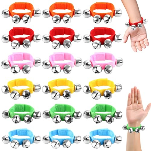 STARVAST Lot de 18 Clochettes Métal pour Bras et Pieds avec Ruban en 6 Couleurs - Décoration de Noël - Cadeaux d'Invités