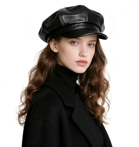OIXEYA Berretti da Donna, in Pelle PU, Cappello da Panettiere, Newsboy, Cabbie, Berretto Invernale da Donna