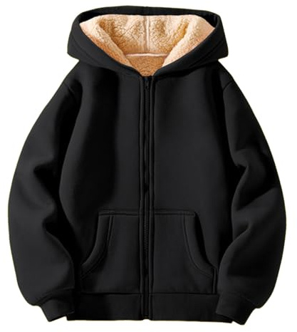 Pull pour enfants et filles - Vêtement de sport - Décontracté - Pour garçons et filles - En laine d'agneau épaisse - Polyvalent - Décontracté - Chaud - Pour les grands enfants en hiver, Noir , 6-7 ans