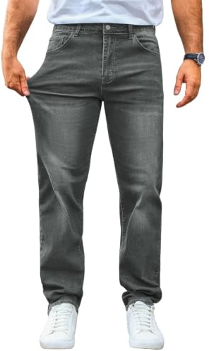 Runcati Jeans Men's Regular Fit Jeans Leisure Stretch Denim Trousers Men Casual Basic Trousers