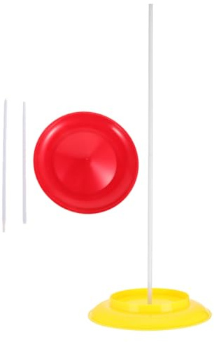 Veemoon 2 Jeux D'assiettes D'entraînement de Jonglage en Plastique Jaune et Rouge avec Baguettes, Accessoires de Scène pour Spectacles, Jeux de Carnaval et Entraînement aux Figures