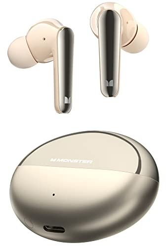 Monster N-Lite 203 AirLinks Wireless Earbuds, Bluetooth 5.3 Headphones HiFi Stereo, Wireless Earphones with HD Clear Call, 30H Playback, Touch Control, Type-C Charging, IPX6 Waterproof in-Ear Earbuds
