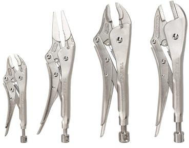 TEKTON Locking Pliers Set, 4-Piece (Straight Jaw, Curved Jaw, Long Nose) | PLK99902