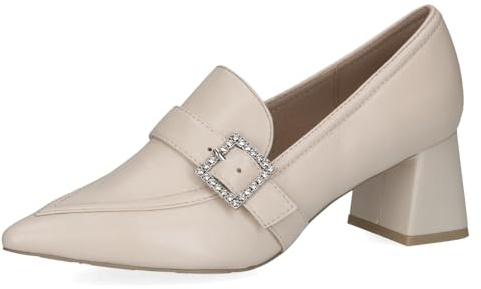 CAPRICE Décolleté da donna in pelle con fibbia Glitter, Crema (Cream Perlato), 38,5 EU