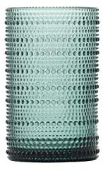 Fortessa Jupiter Beaded Hobnail Glass, 13 Ounce Iced Beverage (Set of 6), Sage Green