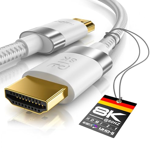 CSL - 8k / 4k HDMI Kabel 2.1/2.0-4m - 8K @ 60Hz / 120Hz - 4K @ 240Hz - 48 Gbit/s - 3D - Ultra High Speed mit Ethernet - TV Blu-ray PS5 Xbox Series X Switch - weiß - 4 Meter