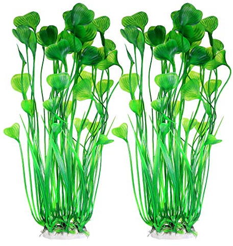 Does not apply Lot de 2 grandes plantes aquatiques décoratives en plastique pour aquarium - 39,9 cm - Sans danger pour tous les poissons