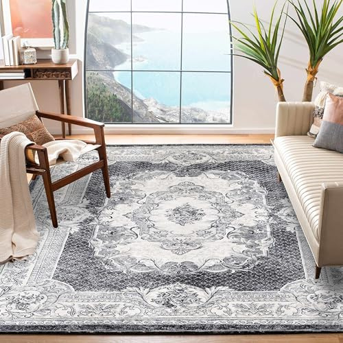 Area Rugs Modern Style Rug Artistic Traditional Unique Carpet Soft Short Pile Living Room Carpets Anti Slip Floor Mat Large for Hallway Bedroom (Grey white, 120 x 160 cm)