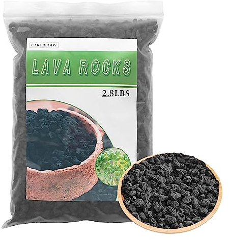 CARURBODY Black Lava Rocks for Plants -100% Pure Volcanic Rock No Dyes or Chemicals-Best Lava Stones Top Dressing for Cacti Succulents Plants,Bonsai