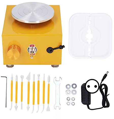 Mini Töpferscheibe mit 10cm Plattenspieler, 2000 U/min Elektrische Keramikradmaschine Fingerspitze Drehteller Töpfermaschine für Zuhause, Schule, DIY Kunsthandwerk(EU)