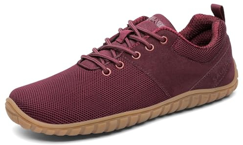 SAGUARO Chaussure Minimaliste Wish Ⅰ- Knit Chaussures Barefoot Outdoor - Baskets et Chaussures de Sport Légère - Chaussures de Running Femme - Chaussures Gym Course Marche Fitness Rouge,GR.42