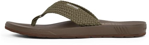Tommy Hilfiger Herren Flip Flops Molded Web Beach Geflochtener Riemen, Grün (Army Green), 44