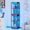 BROTTAR Glasvitrine mit Dreifarbig LED Beleuchtung und Glastüren, Glasvitrine Stehend mit Körpersensor-System, Sammlervitrine für Wohnzimmer, Büro, Bücher, Spielzimmer, Schwarz (40 x 35 x 160cm)