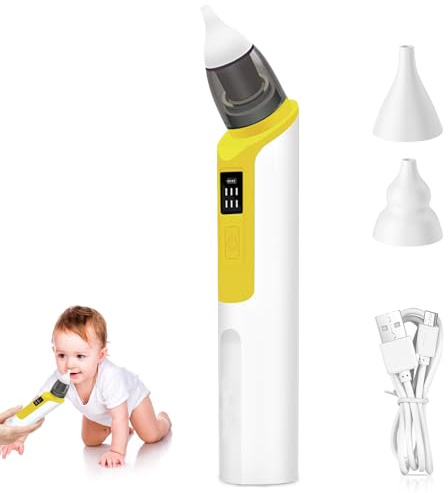 Aspiratore nasale elettrico, pulitore nasale per neonati, aspiratore nasale ricaricabile anti-riflusso, pulizia delicata del naso, con 6 livelli di aspirazione e 2 punte in silicone per la cura