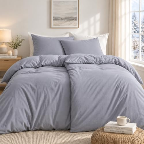 Duvetnova Påslakan för dubbelsäng 135 x 200 ljusgrå Förtvättad supermjuk mikrofiber, bomullseffekt, ÖKO-TEX-certifierat 2 påslakan 135 x 200 + 2 örngott 80 x 80 cm