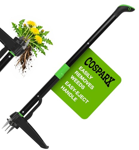 Weed Puller Tool with Long 43” Handle, No Bending, Easy Eject – Removes Weeds Effortlessly, Sturdy Foot Pedal & Lightweight Aluminum - 4-Claw Hand Weeding Tool