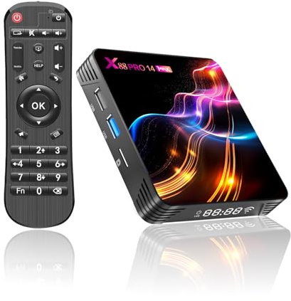 RUPA 8K Android TV Box 14.0, 2026 Ultimo TV Box Android RAM 4G ROM 32G Rockchip RK3528 WiFi6 Enternet 10/100M Bluetooth 5.0 HDR10 HDMI2.1 3D HD Smart TV Box Client di Streaming Multimediale PRO14 MAX
