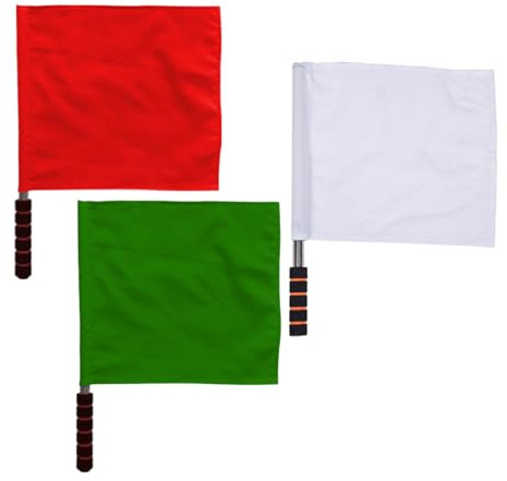 ibasenice Lot de 3 Drapeaux de Signalisation Manuelle en Acier Inoxydable, Couleurs Rouge, Vert et Blanc, pour Arbitres et Juges de Ligne, Utilisés Lors des Compétitions