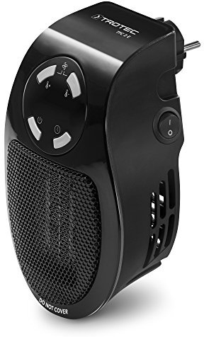 TROTEC Mini-chauffage pour prise murale TFC 2 E | Chauffage de 500 watts | 2 vitesses de ventilation | Fonction d'horloge (1−12 heures) | 10 m²/25 m³ max.