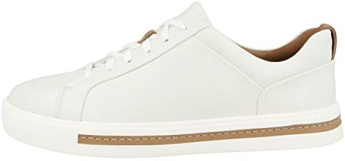 Clarks Damen Un Maui Lace Sneaker, White Leather, 42 EU
