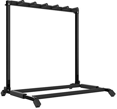 Audibax Multi-Stand 5 - Supporto da Pavimento per 5 Chitarre o Bassi - Compatibile con Chitarre Elettriche e Bassi Elettrici - Supporto Riempita di Schiuma - Resistente ai Graffi