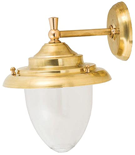 Licht-Erlebnisse Wandlampe Außen aus Messing Glas maritimes Design elegant GREVENA Schiffslampe Draußen Haus Haustür