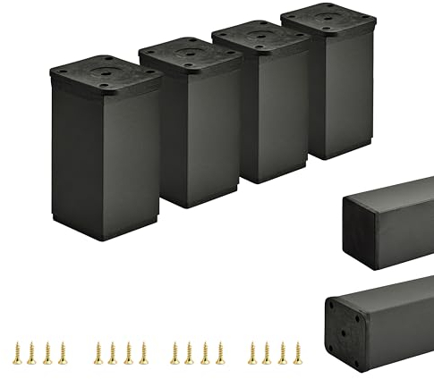 Alusfera Möbelfüße - Höhenverstellbar - Möbelfüße Verstellbare - Möbelfuß - Schrankfüsse - Möbelbeine 4 Stück 40x40mm - Metal Füße für Möbel 80mm - Möbelzubehör - Schwarz