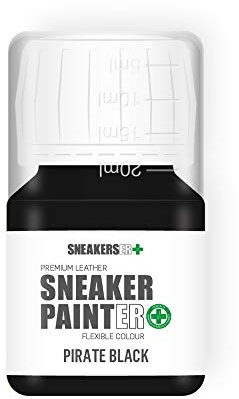 SNEAKERSER Premium Leather Flexible Sneaker/Trainer Paint for Sneakers, Trainers, Shoes and Footwear: PIRATE BLACK - 30ml
