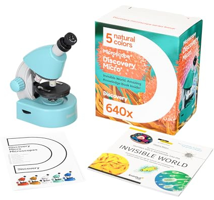 Discovery Micro Marine Microscopio Didattico Per Ragazzi e Principianti, Con Un Coloratissimo Libro in Italiano Compreso Nel Kit, Azzurro