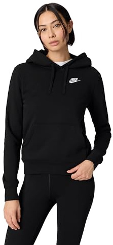 Nike Women's Sportswear Club Fleece Pullover Hoodie, Black/White, Medium