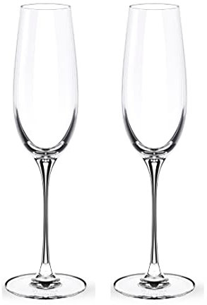 Wilmax Verres à vin mousseux, lot de 2-260 ml - Verres à champagne - Verres en cristal - Verres à boire - Verre à champagne - Coupes à champagne - Verres à vin mousseux - Flûtes à champagne