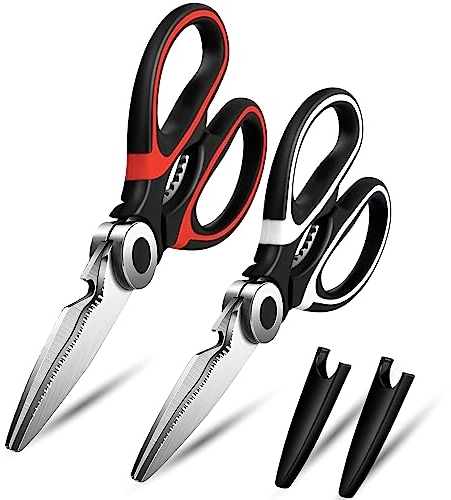 Senshuomy Scissors-Scissors Heavy Duty-Kitchen Scissor-Multipurpose Utility Stainless Steel Scissor, Kitchen Shears for Chicken, Poultrymeat, Vegetables, Herbs, BBQ,Bottle & Jar Opener(2PCS)