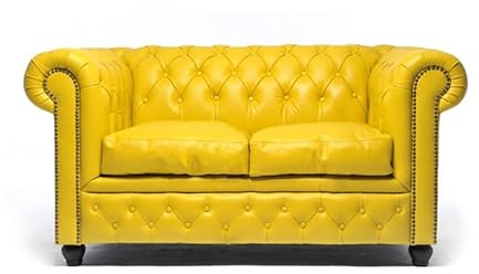 The Chesterfield Brand Chesterfield soffa Brighton 2-sitsig | 100 % läder, handgjord, Original Chesterfield | Bredd 150 cm (gul)