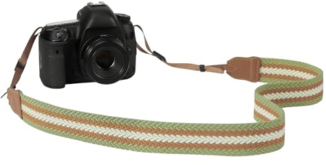 MoKo Kamera Gurt, Gewebte Baumwolle Camcordergurte Einstellbare Kameragurte Universal Tragegurt Schultergurt Nackengurt Camera Strap für alle DSLR/SLR Kameras, Grün&Braun&Beige